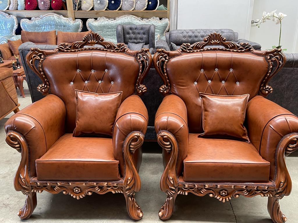 Brown Kapra 7-Seater Sofa Set with Matching Coffee Tables