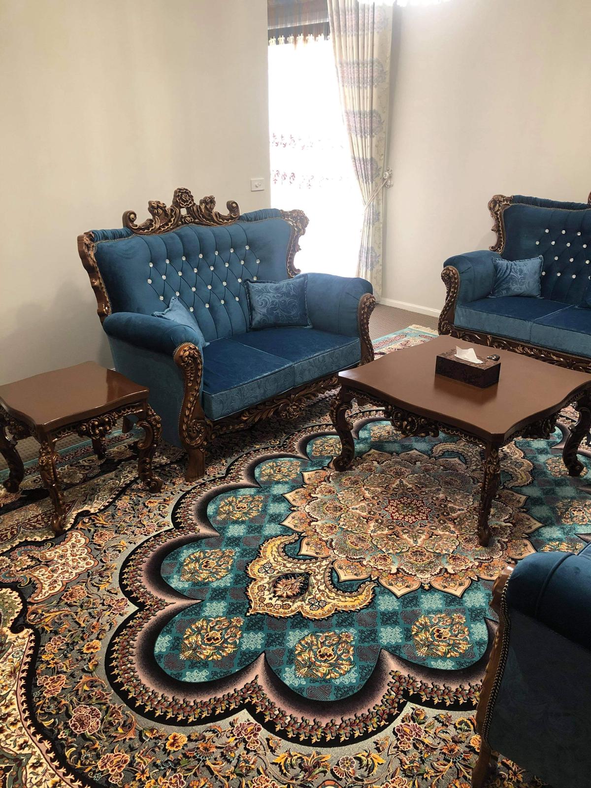 Dark Blue Kapra 7-Seater Sofa Set with Matching Coffee Tables