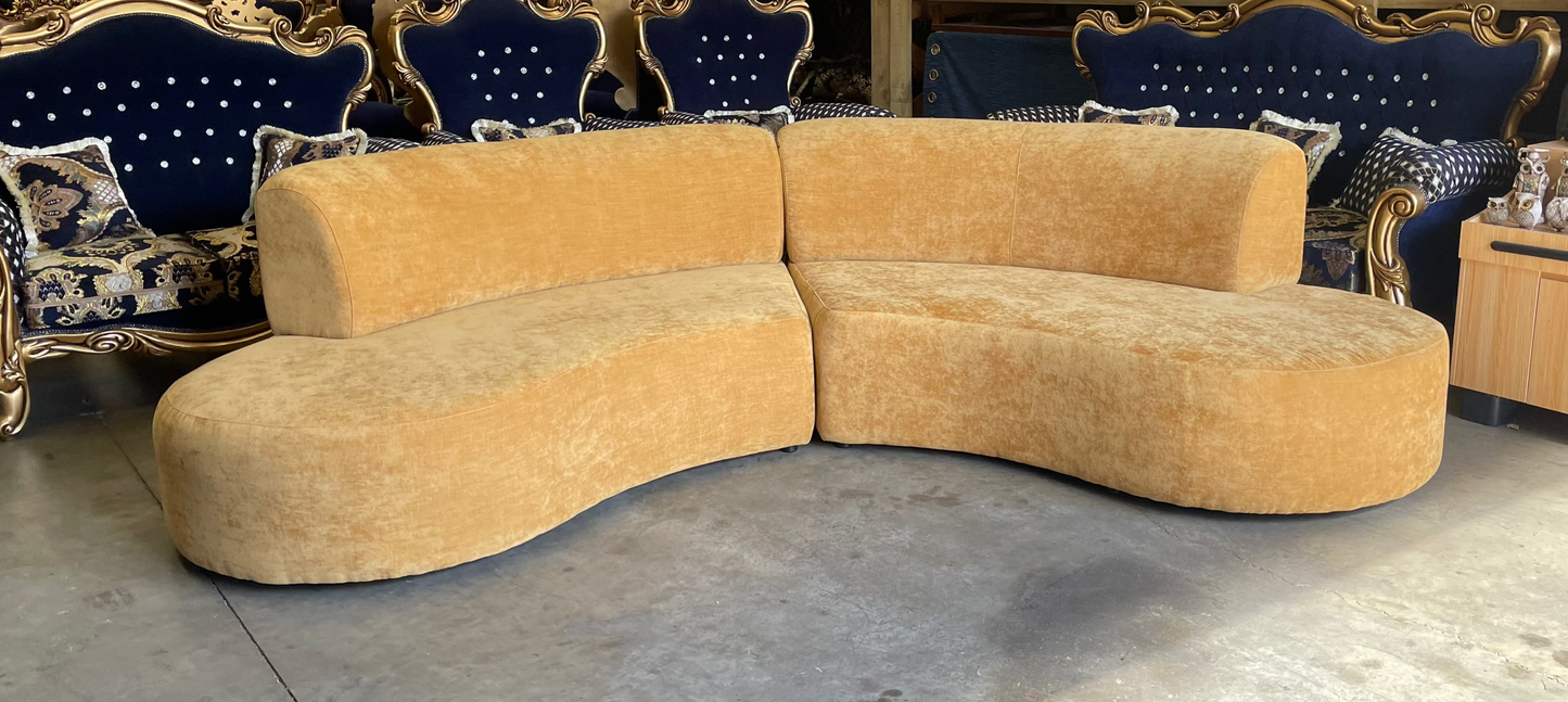 Two-Piece Curved Sectional Sofa - AVAILABLE IN ANY COLOUR/FABRIC - Australian Made