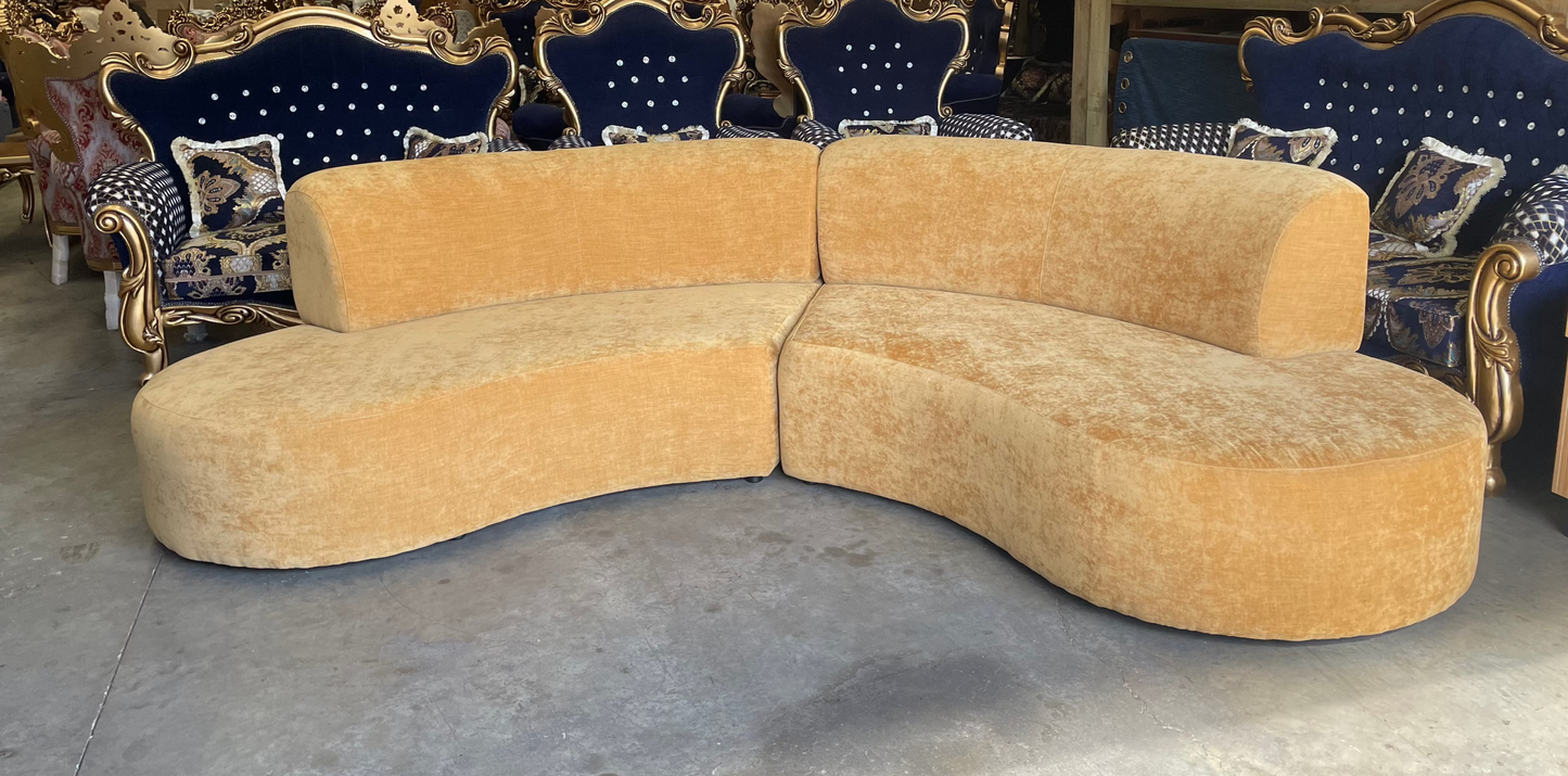 Two-Piece Curved Sectional Sofa - AVAILABLE IN ANY COLOUR/FABRIC - Australian Made