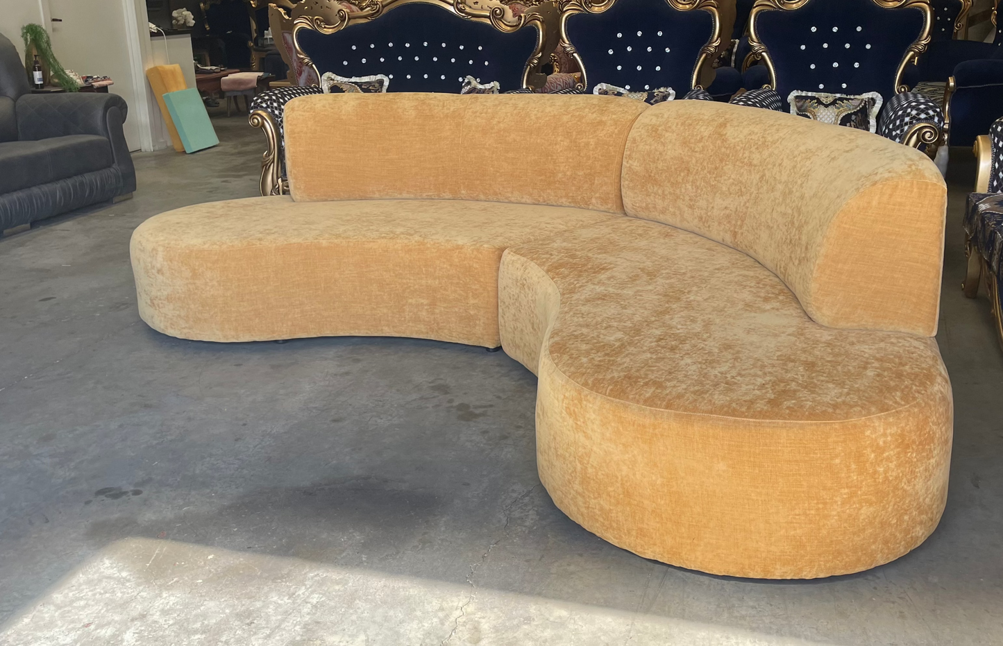 Two-Piece Curved Sectional Sofa - AVAILABLE IN ANY COLOUR/FABRIC - Australian Made